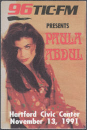 ##MUSICBP1697  - Scarce Paula Abdul OTTO Cloth Radio Pass from the 1991 Under My Spell Tour - Hartford Civic Center