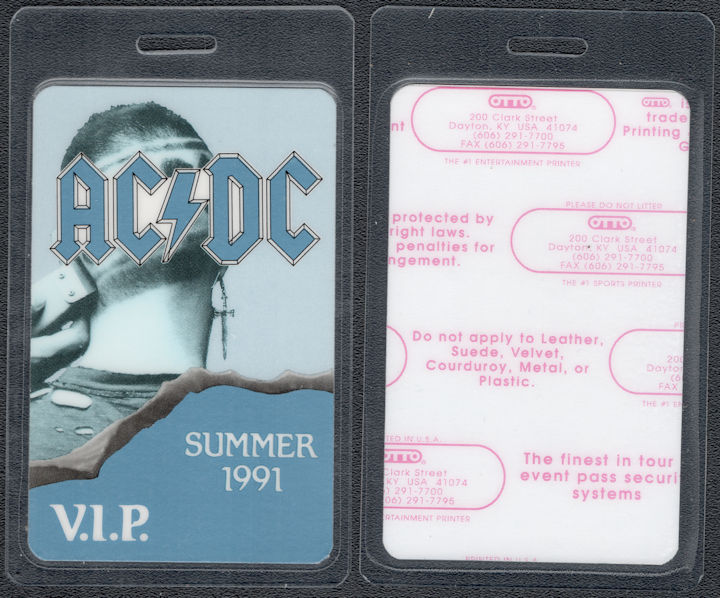 ##MUSICBP1852 - AC/DC OTTO Laminated VIP Pass from the Summer of 1991 Razors Edge Tour