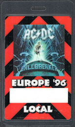 ##MUSICBP0695 - AC/DC OTTO Laminated "Local" Backstage Pass from the 1996 European BallBreaker Tour