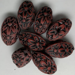 #BEADS0164 - Acrylic 18mm Red and Black Flower Power Bead