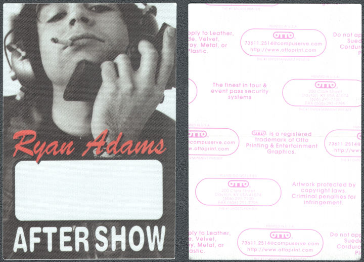 ##MUSICBP1708 - Ryan Adams OTTO Cloth After Show Pass from the 2000 Heartbreaker Tour