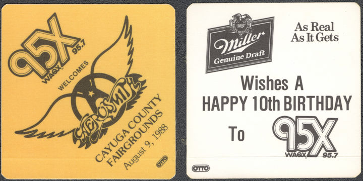 ##MUSICBP1432  - Aerosmith OTTO Cloth Radio Pass from the 1988 Show at Cayuga County Fairgrounds