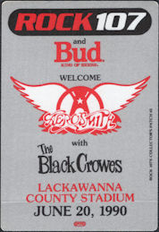 ##MUSICBP0774  - Group of 3 Aerosmith with Black Crowes OTTO Cloth Backstage Radio Patches for the Concert at Lackawanna Stadium in 1990
