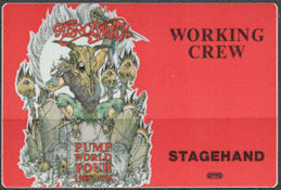 ##MUSICBP1434  - Aerosmith OTTO Cloth Working Crew Stagehand Pass from the 1989-91 Pump World Tour - Very Rare One