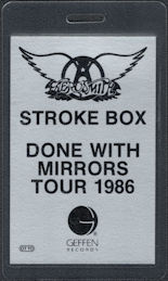 ##MUSICBP0782  - Rare Silvery Colored Aerosmith Stroke Box OTTO Laminated Backstage Pass from the 1986 Done with Mirrors Tour