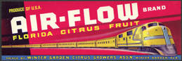 #ZLC248 - Air-Flow Railroad Train Florida Citrus Label