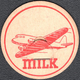 #DC223 - WWII Era Milk Bottle Cap Picturing an Airplane