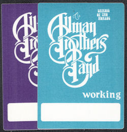 ##MUSICBP1220  - Pair of The Allman Brothers Band OTTO Cloth Working Passes from the 1991 Shades of the Two Worlds Tour