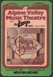 ##MUSICBP1245 - The Allman Brothers Band Radio Event Pass from the 1981 Concert at Alpine Valley Music Theatre
