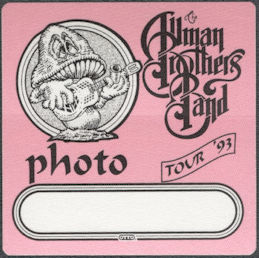 ##MUSICBP1436 - The Allman Brothers Band Cloth OTTO Photo Pass from the 1993 Anything Goes Tour