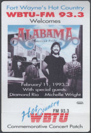 ##MUSICBP2075 - Alabama OTTO Cloth Commemorative Radio Patch from the 1993 Concert in Ft. Wayne - WBTU-FM 93.3