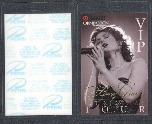 ##MUSICBP0762 - Amy Grant Perri Laminated VIP Backstage Pass from the 1997 Chrismas Tour