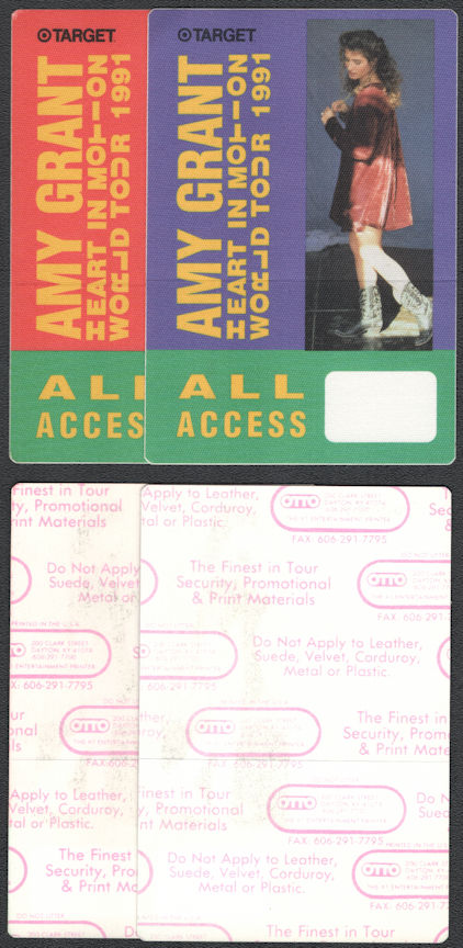 ##MUSICBP0944 - Amy Grant OTTO Cloth Backstage Pass from the 1991 Heart In Motion World Tour