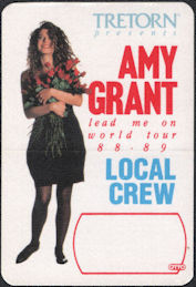 ##MUSICBP0283 - Amy Grant OTTO Cloth Backstage Local Crew Pass from the 1988/89 Lead Me On World Tour