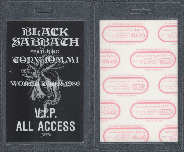 ##MUSICBP2130 - Rare Black Sabbath OTTO Laminated VIP, All Access Pass From the 1986 Seventh Star Tour