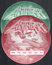 ##MUSICBP1230 -  Pair of Anthrax OTTO Cloth Backstage Passes