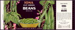 #ZLCA120 - Early A & P Iona Cut Green Beans Can...