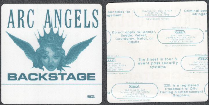 ##MUSICBP2110 - Arc Angels OTTO Cloth Backstage Pass from the 1992 Self Titled Tour