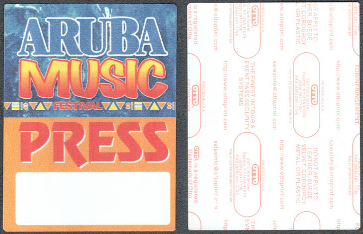 ##MUSICBP1561 - 2006 Aruba Music Festival OTTO Cloth Press Pass - Styx, Lionel Richie