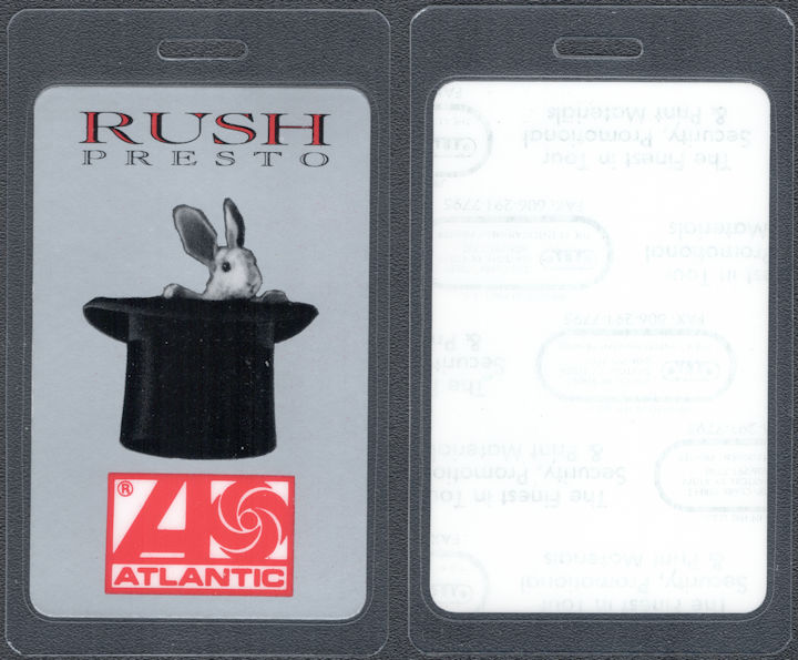 ##MUSICBP1695 - Uncommon Rush OTTO Laminated Atlantic Records Pass from the 1990 Presto Tour