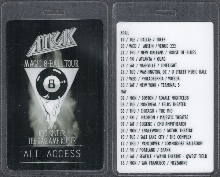 ##MUSICBP2109 - Rare A-Trak OTTO Laminated All Access Pass from the 2011 Magic 8-Ball Tour
