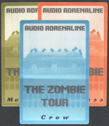 ##MUSICBP0945 - Group of 3 Different Audio Adrenaline Cloth Guest Backstage Passes from the 1997 Zombie Tour