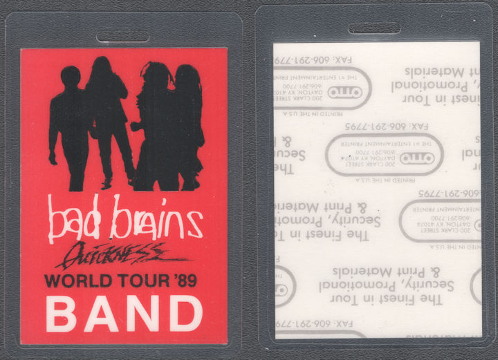 ##MUSICBP2118  - Scarce Bad Brains OTTO Laminated Band Pass from the 1989 Quickness World Tour