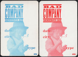 ##MUSICBP0505 - Pair of Bad Company OTTO Cloth Backstage Passes from the Dangerous Age Tour