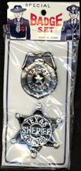 #TY252  - Carded Special Police and Sheriff Badges - Policeman on Header - Japan