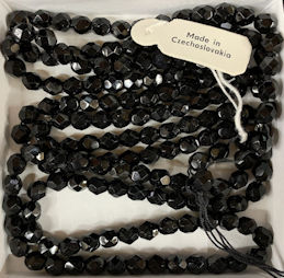 #BEADS1045 - Group of 170 6.5mm Multi-Faceted Shiny Czech Jet Black Glass Beads