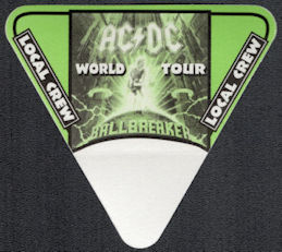 ##MUSICBP1170 - AC/DC OTTO Cloth After Show Backstage Pass from the 1996 Ballbreaker World Tour - Green Triangle
