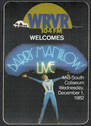 ##MUSICBP1234 - Barry Manilow OTTO Cloth Radio Pass from the Concert at Mid-South Coliseum on December 1, 1982