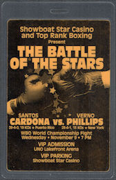 ##MUSICBP1566 - 1994 WBO World Championship Fight "Battle of the Stars" OTTO Laminated VIP Pass - Cardona VS. Phillips