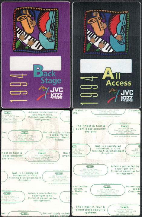 ##MUSICBP1147 - Pair of Two Different 1994 JVC Jazz Festival OTTO Cloth Backstage Passes - B. B. King