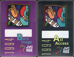 ##MUSICBP1147 - Pair of Two Different 1994 JVC Jazz Festival OTTO Cloth Backstage Passes - B. B. King