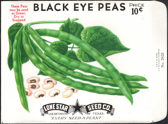 #CE067 - Black Eye Peas Lone Star 10¢ Seed Pack - As Low As 50¢ each