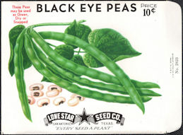 #CE067 - Black Eye Peas Lone Star 10¢ Seed Pack - As Low As 50¢ each