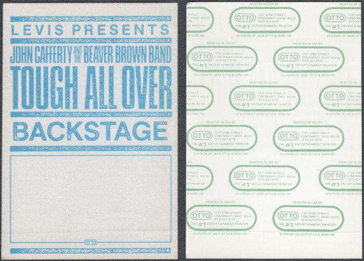 ##MUSICBP2035 - John Cafferty & The Beaver Brown Band OTTO Cloth Backstage Pass from the 1985 "Tough All Over" Tour