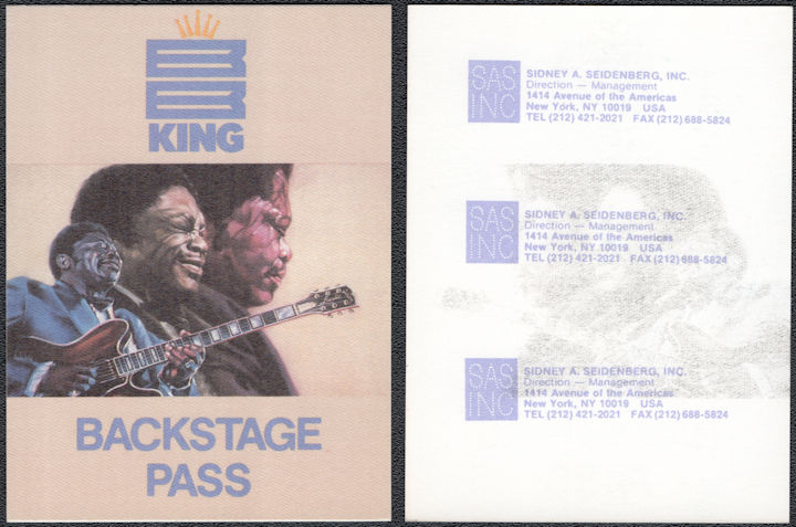 ##MUSICBP1856 - Rare B. B. King Cloth Backstage Pass from the 1988 King of the Blues Concert Tour