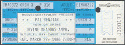 ##MUSICBPT0064 - 1986 Pat Benatar Concert Ticke...