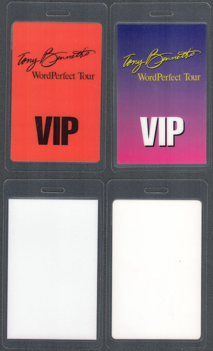 ##MUSICBP2137 - Pair of Tony Bennett OTTO Laminated VIP Passes from the 1994 WordPerfect Tour