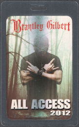 ##MUSICBP2144  - Brantley Gilbert OTTO Laminated All Access Passes from the 2012 Kick it in the Sticks Tour