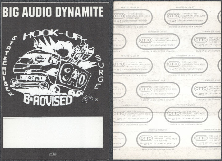 ##MUSICBP2126 - Big Audio Dynamite OTTO Cloth Backstage Pass from the 1985 This is Big Audio Dynamite Tour