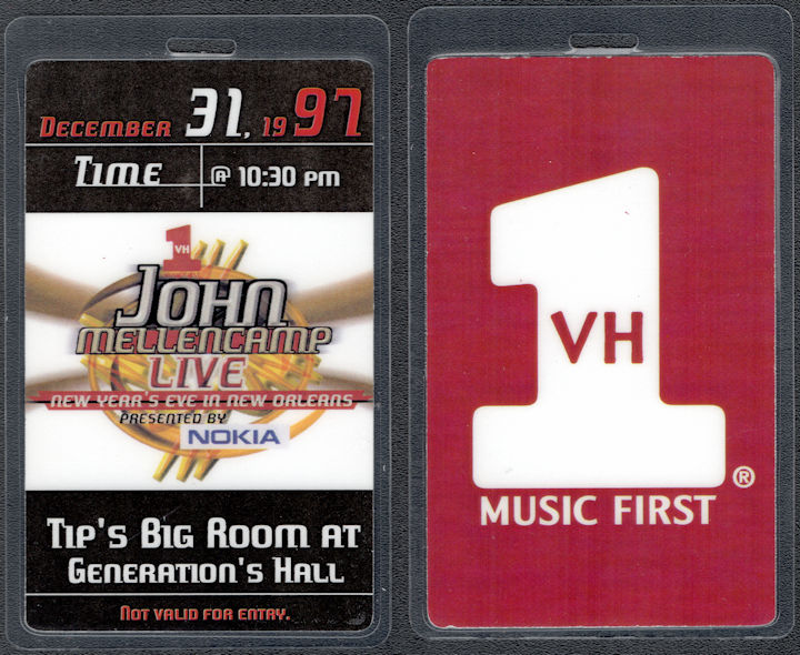##MUSICBP1846 - John Mellencamp OTTO Laminated After Show Pass from the 1997 New Year's Eve Show