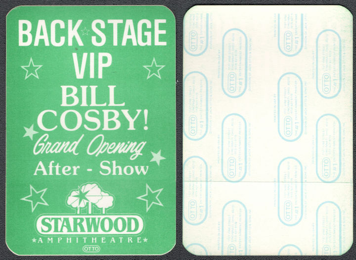 ##MUSICBP1120 - Bill Cosby OTTO Cloth Backstage VIP After-Show Pass from the 1986 Grand Opening show as Starwood Amphitheatre