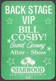 ##CO382 - Bill Cosby OTTO Cloth Backstage VIP After-Show Pass from the 1986 Grand Opening show as Starwood Amphitheatre