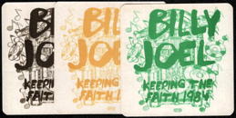 ##MUSICBP0044  - Group of 3 Different Colored 1984 BIlly Joel Keeping the Faith Tour OTTO Cloth Backstage Passes