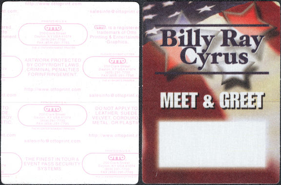 ##MUSICBP0007 - Group of 4 Billy Ray Cyrus Cloth OTTO Backstage Passes from the Spirit of America Tour