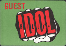 ##MUSICBP0267  - BIlly Idol OTTO Cloth Backstage Guest Pass from the 1986 Whiplash Smile Tour