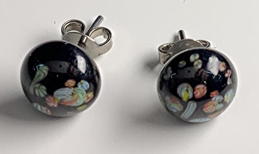 #BEADS1099 - Pair of Millefiori Earrings from the Hippie Days Still in Original Packaging - Black Base Variant